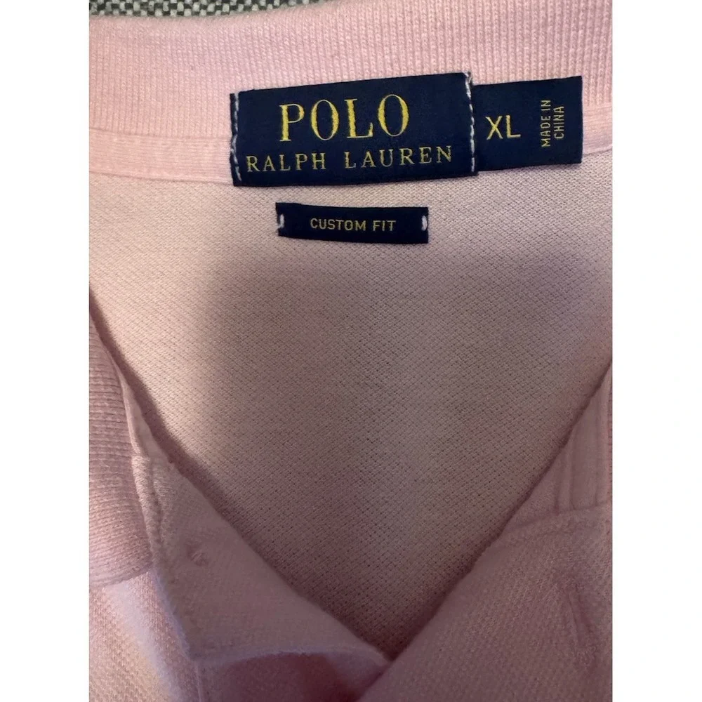 RALPH LAUREN Men's XL Pink Polo Shirt 100% Cotton Custom Fit In Excellent Cond.